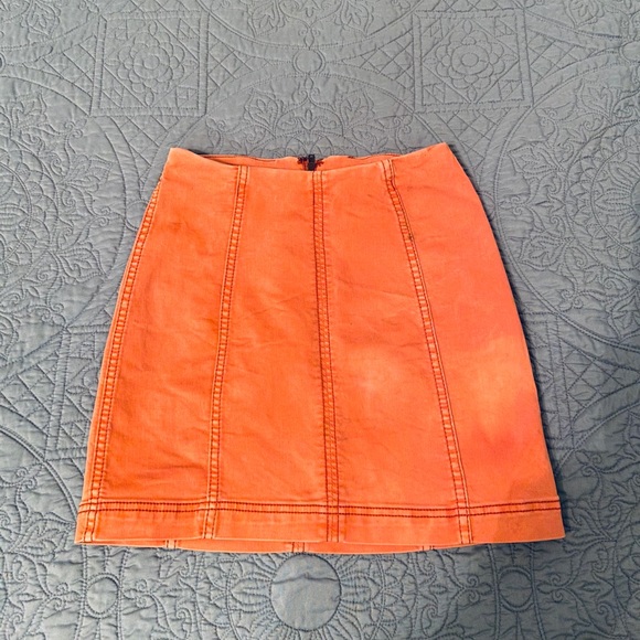 orange denim skirt